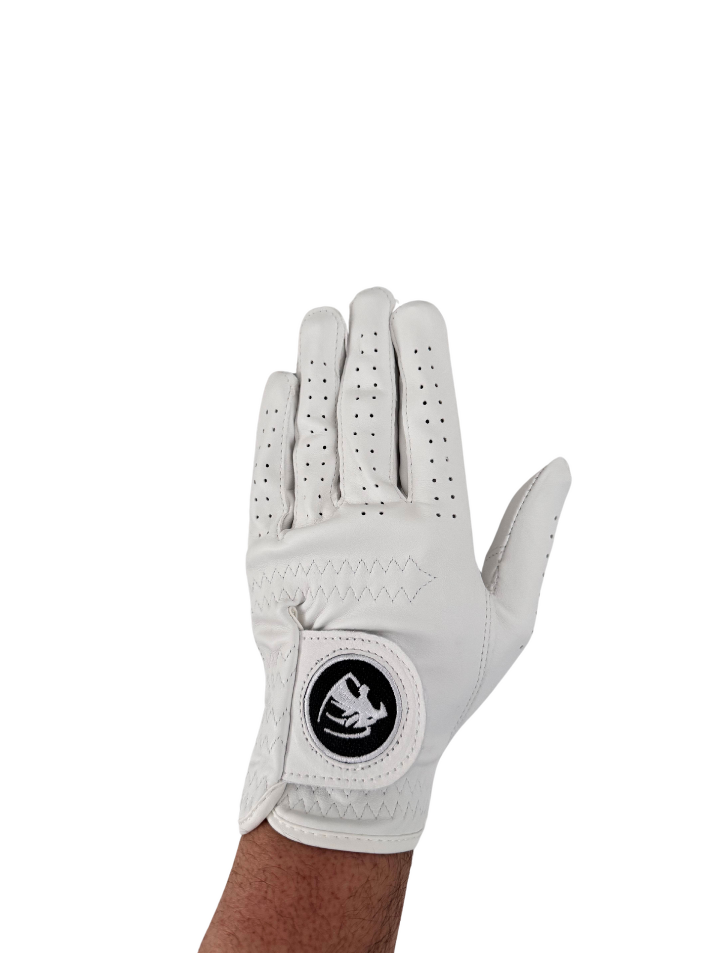 Womans Pearl White & Pink Premium Cabretta Leather Panther Golf Glove