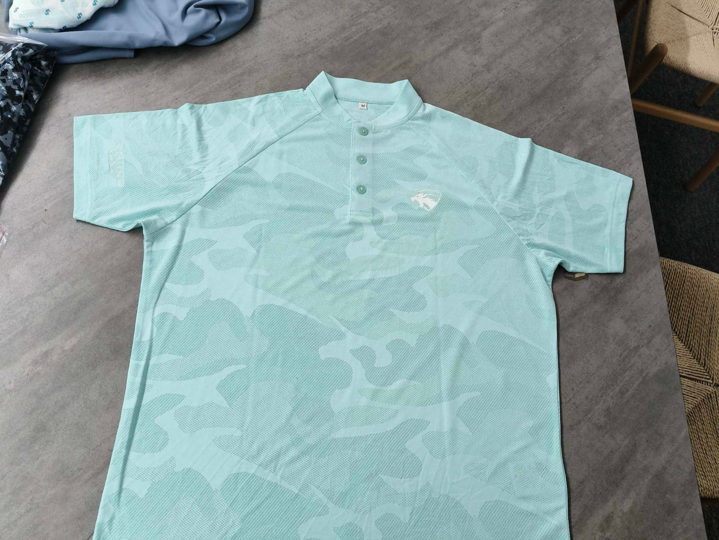 Mint Green Round Neck Camo T-Shirt