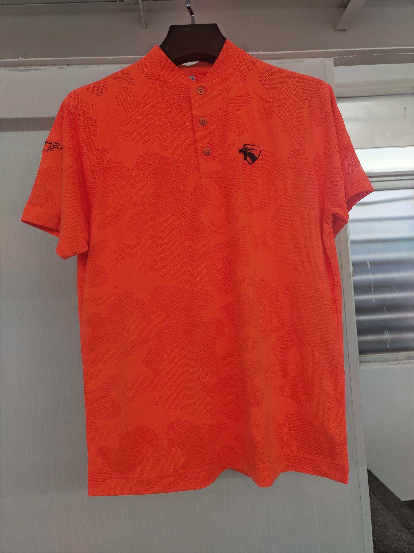 Vibrant Orange Round Neck Camo T-Shirt